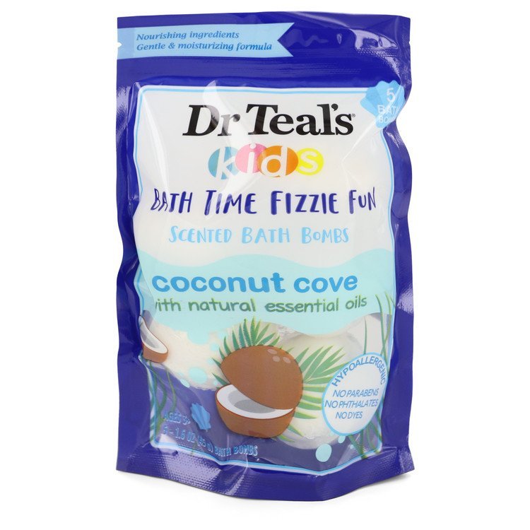 Dr Teal's Ultra Moisturizing Bath Bombs Five (5) 1.6 oz Kids Bath Time Fizzie Fun Scented Bath Bombs Coconut Cove with Natural Essential Oils (Unisex) By Dr Teal's - Le Ravishe Beauty Mart